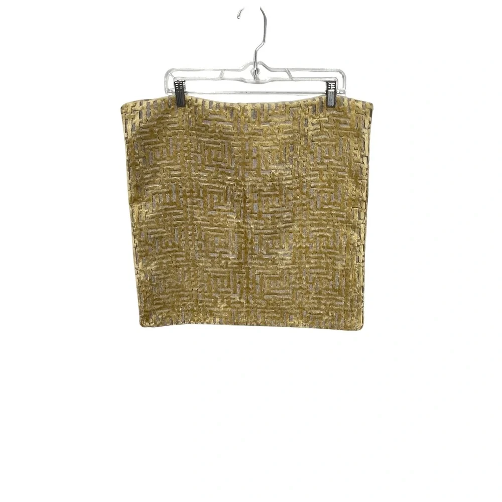 West Elm Pillow Cover Home 20x20 Gold Greek Key Geometric Velvet Luxe‎ Accent